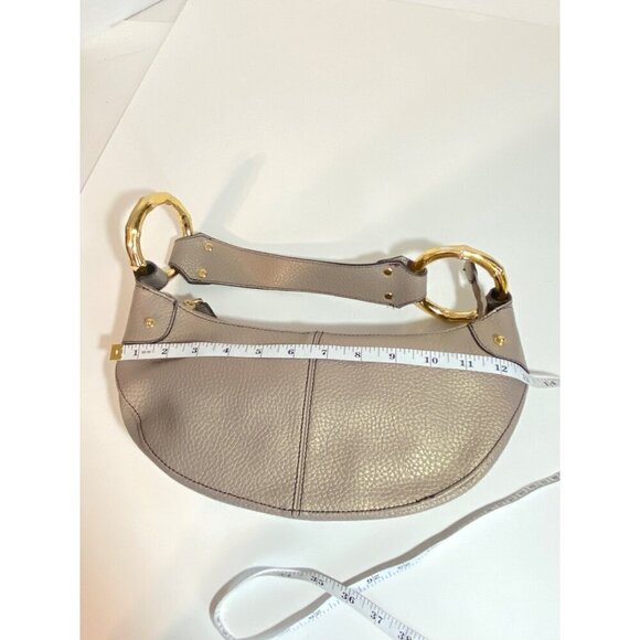 Mondani New York Taupe Bamboo Ring Bag Faux Pebble Leather Interior Pockets NWOT - Picture 4 of 8